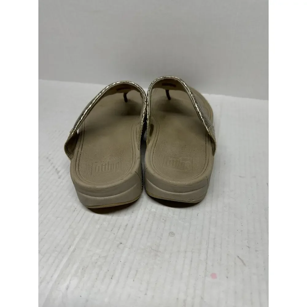 Fitflop Lulu Snake Skin Slide Sandal Casual Womens‎ 560-308 Gold Tan Size 8
